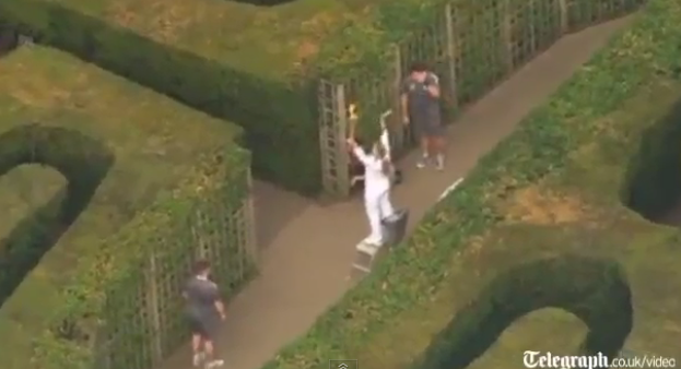 torch in maze close up